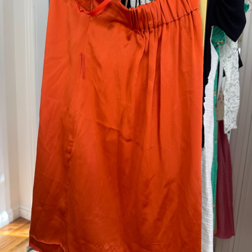 Sleeveless Silk Orange Party Mini Dress w/ Belt and Pockets BCBGMaxAzria XXS - Picture 6 of 8